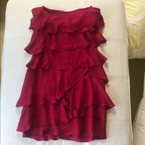 BCBG maxazria maroon strapless dress.